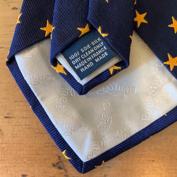 Paul Stuart navy tie with gold stars - Picture 4 of 4